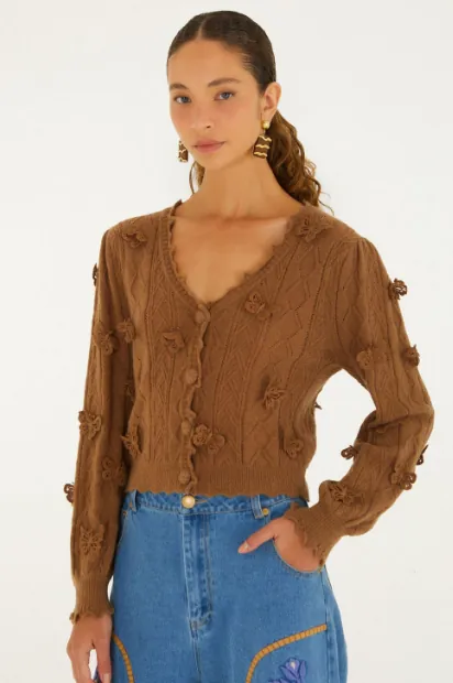 richelieu 3d butterflies knit cardigan